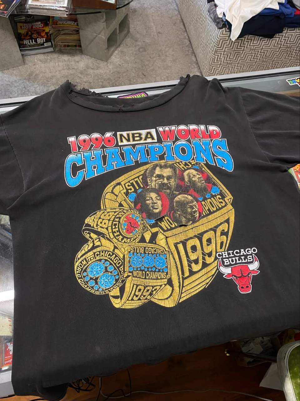 Open 11-7
Online drop tomorrow night at 6pm
1996 distressed Chicago Bulls Champions tee
Size XL - $79
Open Thursday and Friday 11am-7pm
Open Saturday, Sunday and Monday 11am-5pm
262A Glen Osmond Rd, Fullarton 5063