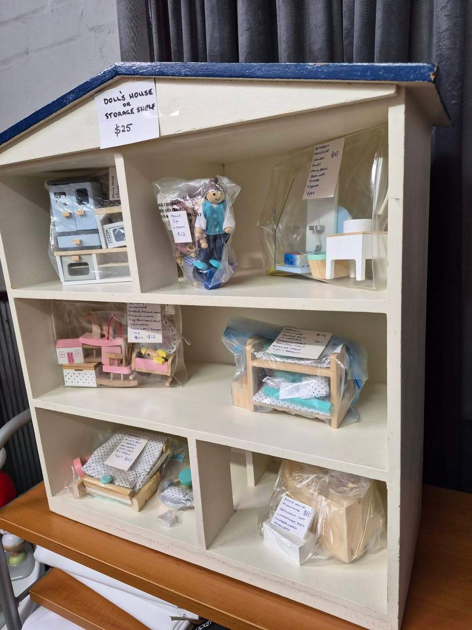 New clothing in store. Check it out! Kids dress-ups available, great for school holiday play! Dolls house $25. Furniture and dolls sold separately.