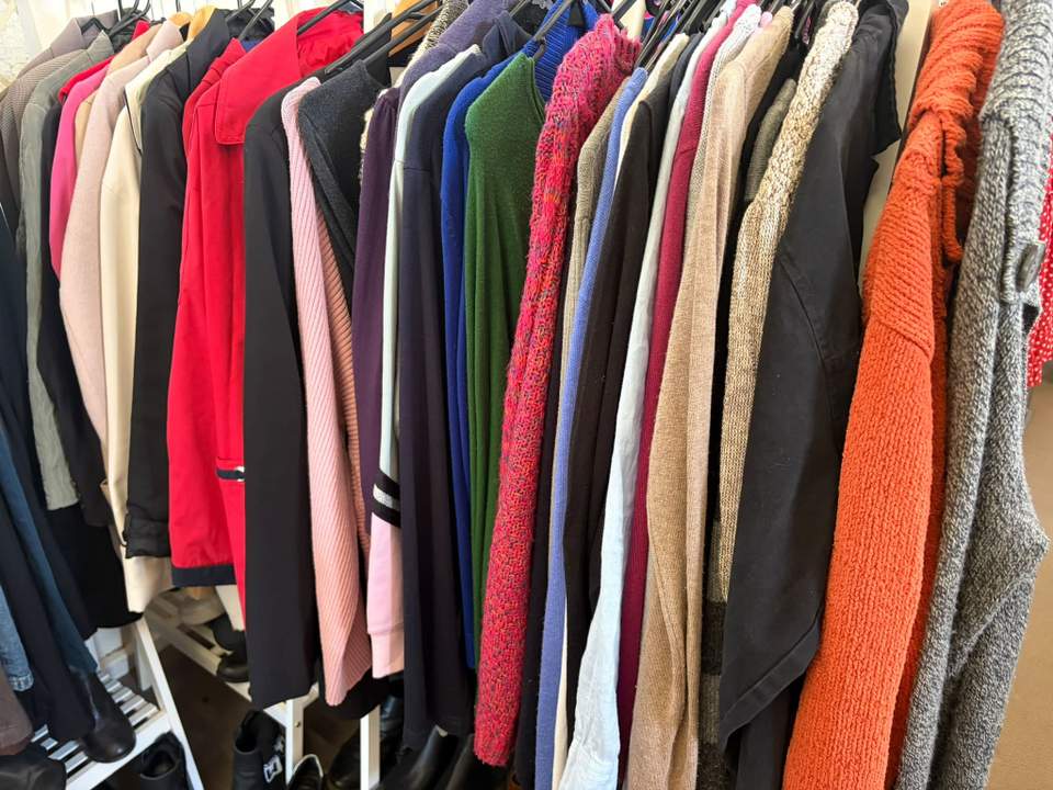 Jumpers and coats half price Spring Sale - open Wed, Friday and Saturday 10-2 pm