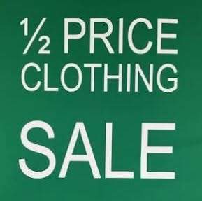 Heads up to our followers.  Starting tomorrow all clothing is half price