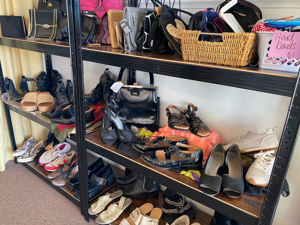 Lots of shoes and handbags are in store at St Mary’s Op Shop.