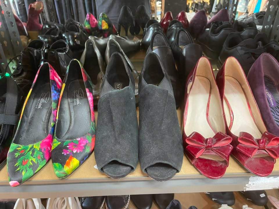 Shoes glorious shoes! A diverse range of donations in our shoe department to finish off your outfit. With clothes $5 per item it’s a steal! Open 10am daily at 5 Mills Road and Ford Road East.