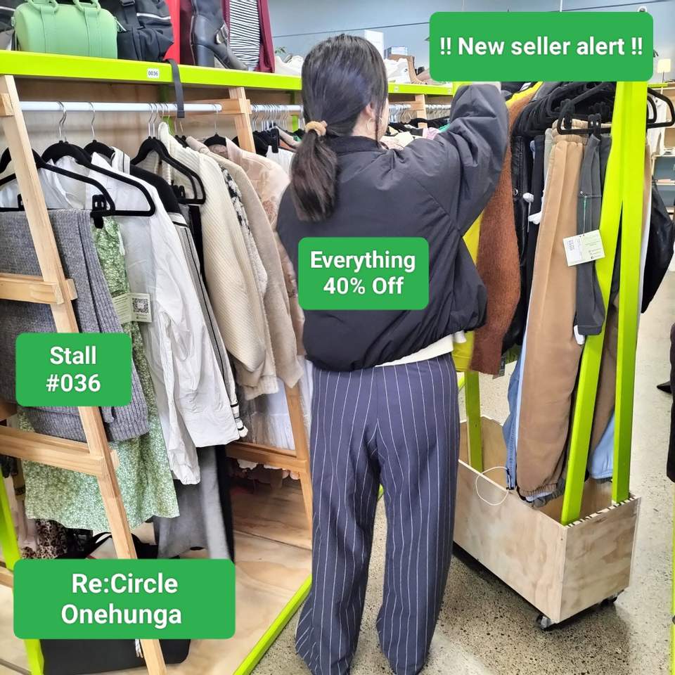 Re:Circle Onehunga stall #036 has a Lululemon backpack, linen pants, a cable-knit polo and matching shorts, with the stall 40% off.
