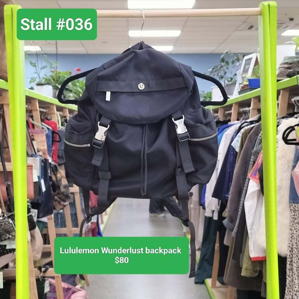 Re:Circle Onehunga stall #036 has a Lululemon backpack, linen pants, a cable-knit polo and matching shorts, with the stall 40% off.