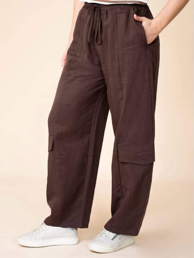 Lyocell barrel pants in black and chocolate were available in store and online at Evolution on Gladstone.