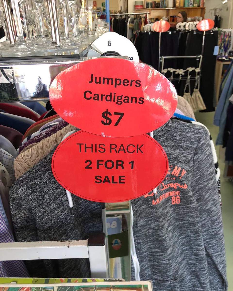 Ladies jumpers and cardigans are still on sale! Help us clear our winter stock. Red Geranium is at 486 Goodwood rd Cumberland Park SA