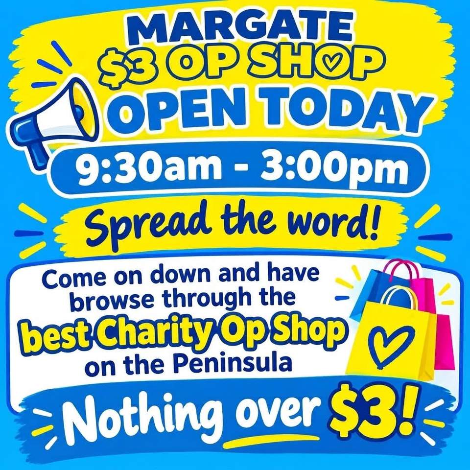 Open Today (Monday 5th Oct)
Bring your Donations in or come and grab yourself a bargain!
32 Baynes St Margate