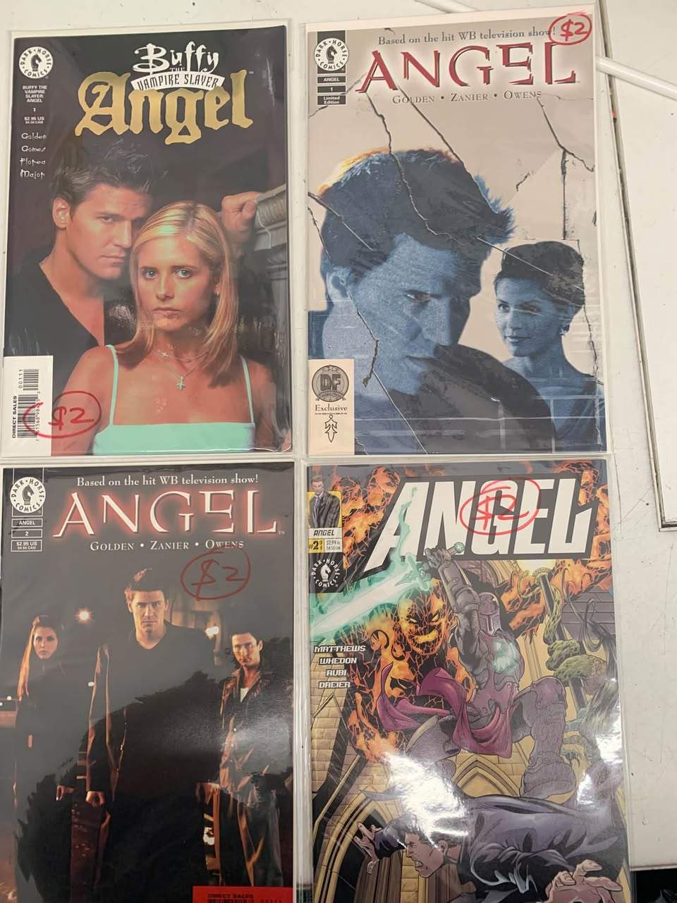 If you’re a Buffy the Vampire Slayer fan, you’ll be pleased to know that we have a collection of comics/magazines. Available at our shop now, box behind the counter. $2 each. A few limited edition ones will be available on Friday, priced from $10.