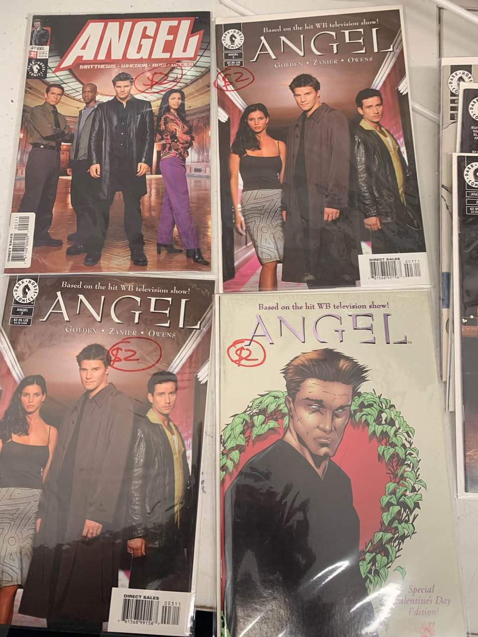 If you’re a Buffy the Vampire Slayer fan, you’ll be pleased to know that we have a collection of comics/magazines. Available at our shop now, box behind the counter. $2 each. A few limited edition ones will be available on Friday, priced from $10.