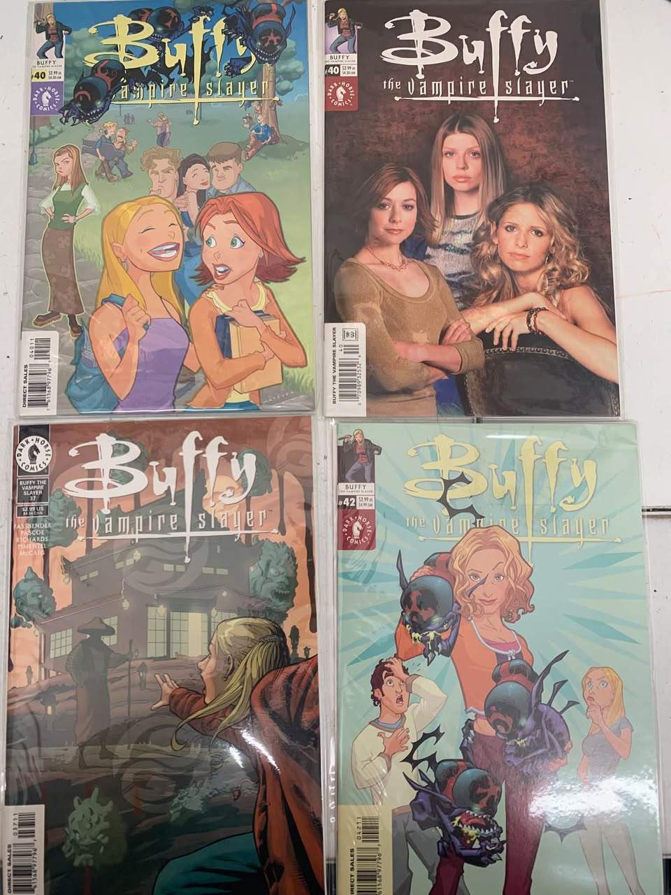 If you’re a Buffy the Vampire Slayer fan, you’ll be pleased to know that we have a collection of comics/magazines. Available at our shop now, box behind the counter. $2 each. A few limited edition ones will be available on Friday, priced from $10.