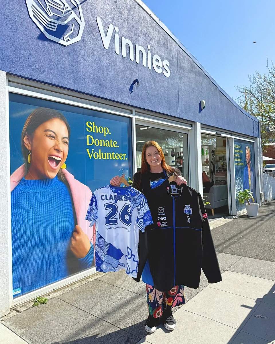 Every donation has a story and this one has footy fans talking. 👀 A stash of North Melbourne AFL merch has been received at our Vinnies Hampton store, and it's all pretty special!! Footy fever has hit a whole new level here, and we're genuinely grateful the donation came our way. These are incredible pieces, so we want to make sure North Melbourne supporters get a fair chance to snap them up. How to purchase: 🛒 All 13 items will be sold separately on auction on the Vinnies Victoria eBay site 📅 Bidding opens Friday 11 September at 2pm and runs for 7 days 💻 Save this post and check the comments for the link And it's not just a great find. Every purchase at our Vinnies op shops helps fund programs supporting Victorians experiencing homelessness, housing insecurity and financial hardship. 💙 Head to Vinnies Victoria on eBay to see the full range and get your bids in.