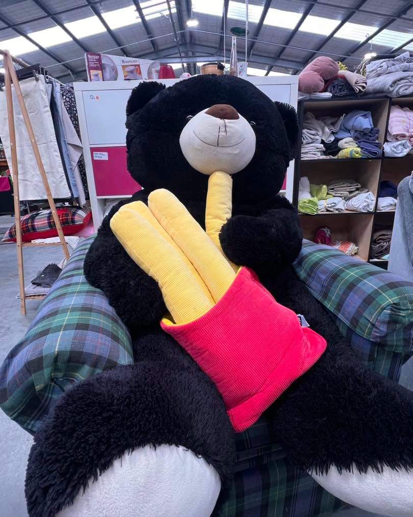 Current novelty stock includes a giant teddy and giant fries.