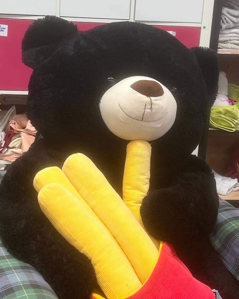 Current novelty stock includes a giant teddy and giant fries.