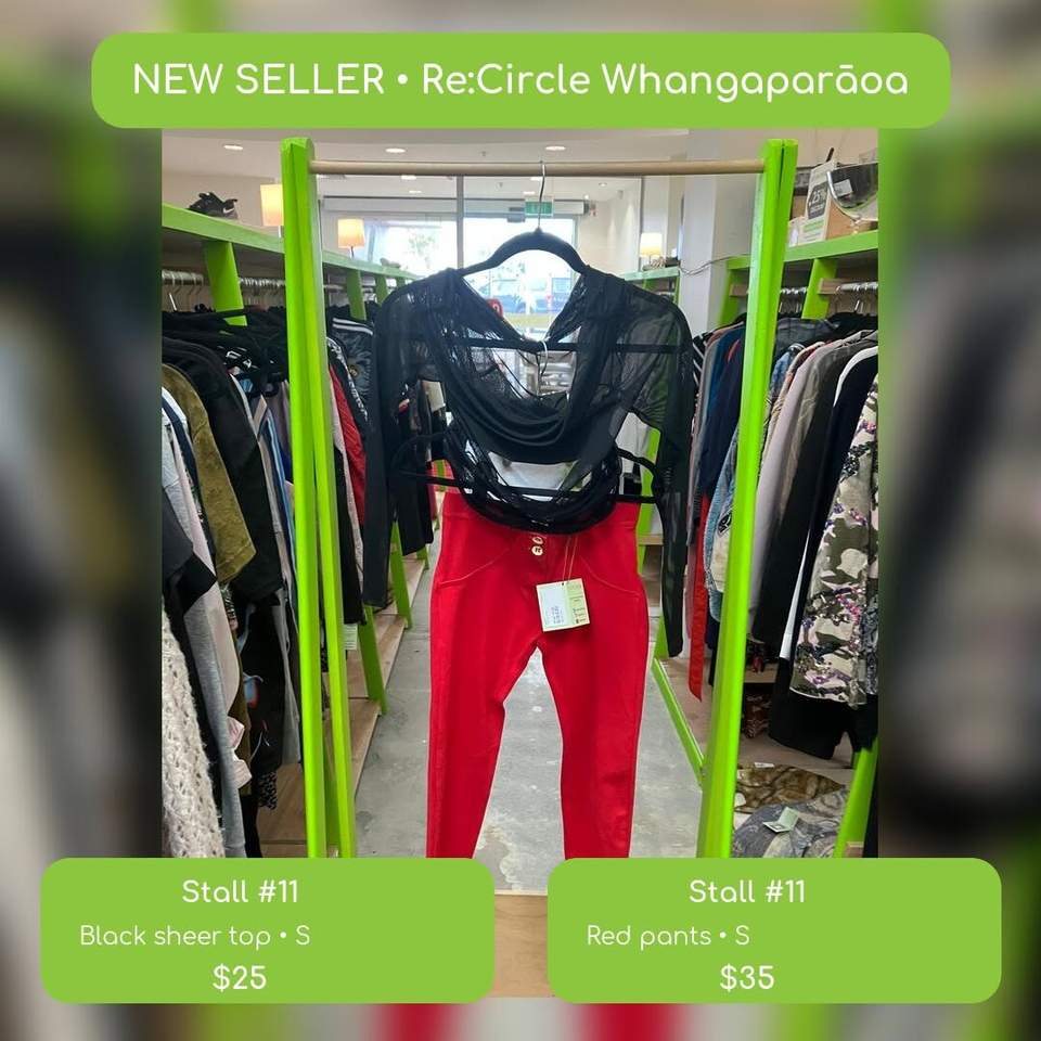 NEW SELLER ALERT — WHANGAPARĀOA!
Stall #11 has just landed at Re:Circle Whangaparāoa with fresh spring style ready to be snapped up:
 White-and-blue shirt, size S — $15
 Light-blue jeans, size M — $40
 ASOS black sheer top, size S — $25
 Red pants, size S — $35
 JANSE multicolour dress, size XS — $35
 Thrills green dress, size 6–8 — $45
 Forever New dark-grey poncho, one size — $40
 Light-blue jeans, size S — $30
Only one of each—and the favourites never hang around for long. If something has your name on it, be quick!
 Re:Circle Whangaparāoa
Level 4, next to Chipmunks
Coast Plaza, 719 Whangaparaoa Road, Manly
SELLERS: Spring shoppers are out! Clear out your wardrobe, book a stall and let Re:Circle handle the selling while you track your sales online.
#ReCircleWhangaparaoa #CoastPlaza #HibiscusCoast #NewSellerAlert #SpringStyle #SecondhandFashion #ShopLocalNZ #OnlyOne #SellYourStuff #BookAStall #CircularFashion