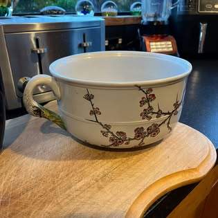 Japanese closonie ando vase. $165.

A very rare Victorian potty with swan neck handle.