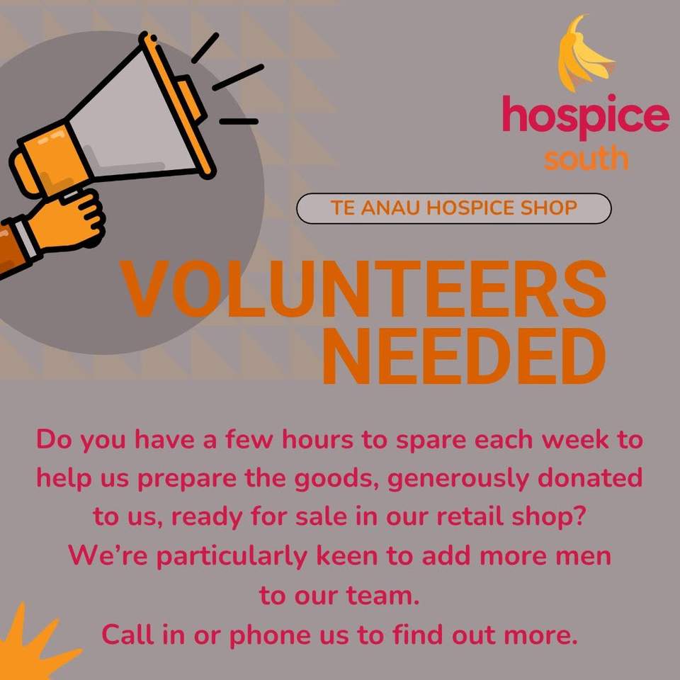 We're preparing for another busy summer season here at TeAnau Hospice Shop and could do with a few more pairs of hands!
We're particularly keen to add some more blokes to our team because Ian and Jeff are starting to feel a bit outnumbered!
If you think you could donate 4 hours a week to assist a great cause by helping us prepare the donated goods we receive ready for sale, we'd be really keen to hear from you.
Please call in and ask for Kirsty to find out more, or call by clicking on the button below.
#manyhandsmakelightwork #volunteer #hospicesouth @followers