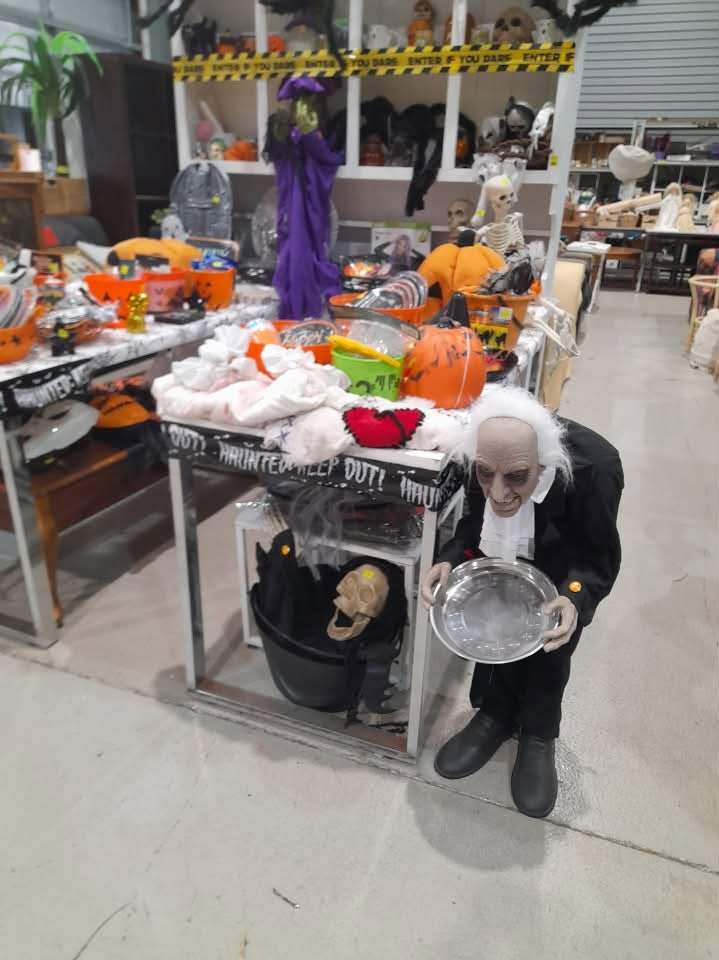 They’re creepy and they’re  kooky and very very spooky
, that’s our recycling family
. Come on down for our Halloween decorations sale. Shop opens at 8am Wednesday to Sunday and closes at 4pm