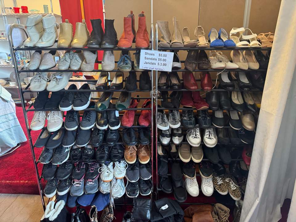 Church op shop, takes up a small house, mostly clothes, shoes and bric’a’brac